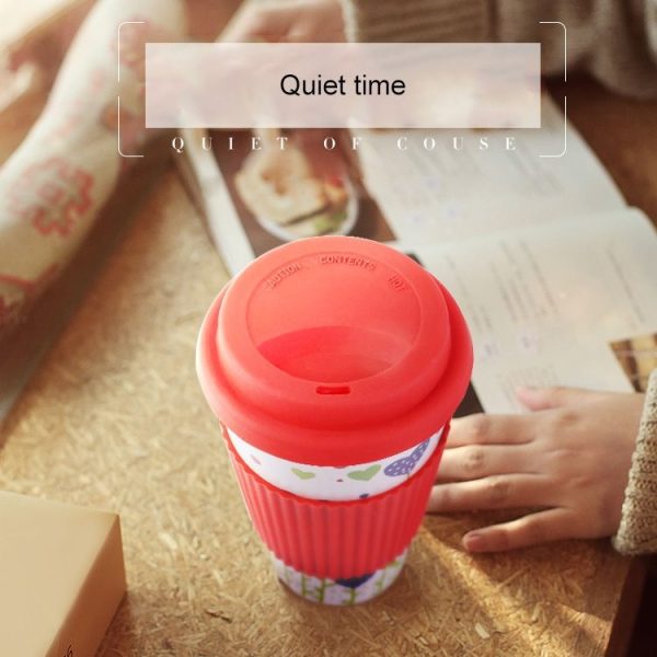 400ML Reusable Bamboo Fibre Coffee Cups Silicone Eco Friendly Travel Coffee Mugs (Blue) - Image 8