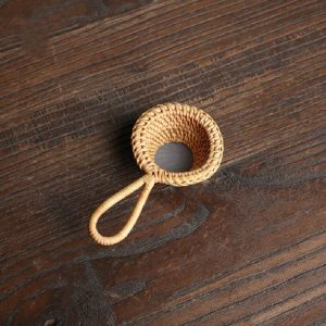 Bamboo Woven Creative Filter Reusable Filter Tea Colander Gadget, Style: Rattan Tea Drain with Handle