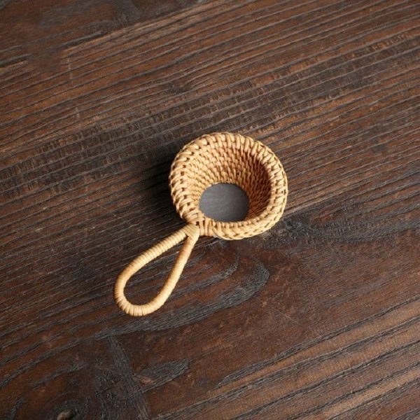 Bamboo Woven Creative Filter Reusable Filter Tea Colander Gadget, Style: Rattan Tea Drain with Handle - Image 2