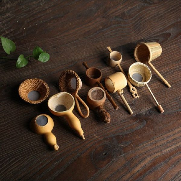Bamboo Woven Creative Filter Reusable Filter Tea Colander Gadget, Style: Rattan Tea Drain with Handle - Image 6