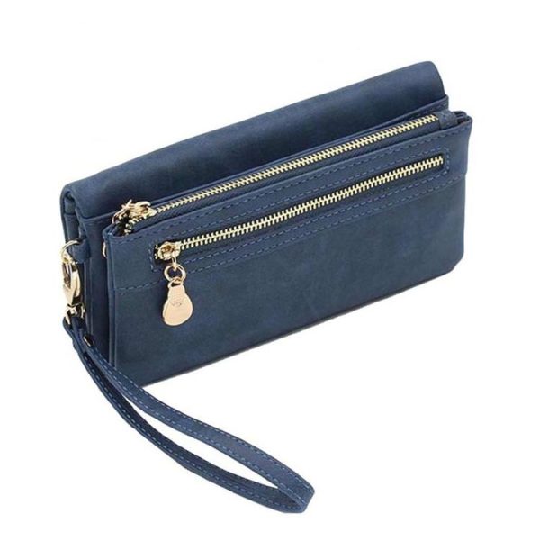 Women Long Wallet Female High Capacity Double Zippers Clutch Purse (Rose Red) - Image 3