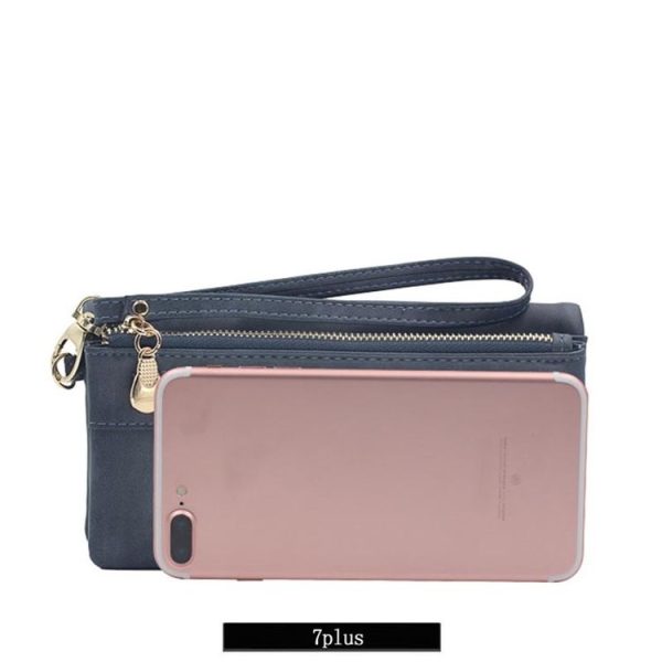 Women Long Wallet Female High Capacity Double Zippers Clutch Purse (Rose Red) - Image 7