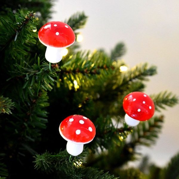 12 PCS / Set Mini Mushroom Shape Christmas Plant Flower Pot Holiday House Party Decorations (Purple) - Image 3