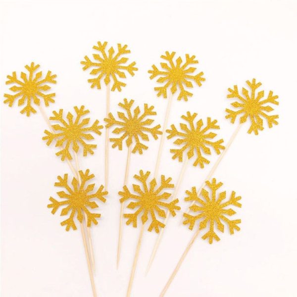 20 PCS Christmas Snowflake Cake Topper Ornament (Yellow)