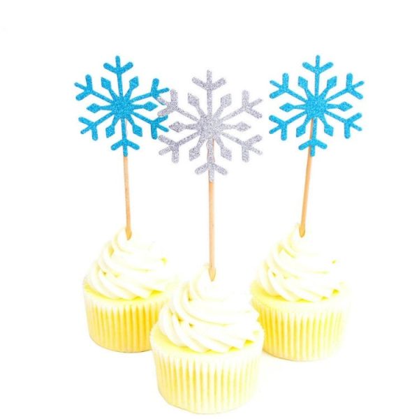 20 PCS Christmas Snowflake Cake Topper Ornament (Yellow) - Image 3