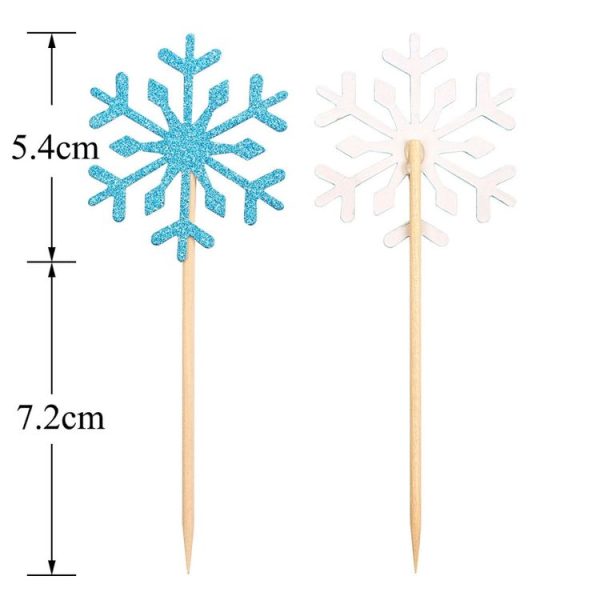 20 PCS Christmas Snowflake Cake Topper Ornament (Yellow) - Image 4