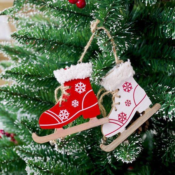 2 PCS Christmas Home Decoration Supplies Creative Skates Pendant, Color: White - Image 3