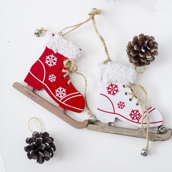 2 PCS Christmas Home Decoration Supplies Creative Skates Pendant, Color: White - Image 5