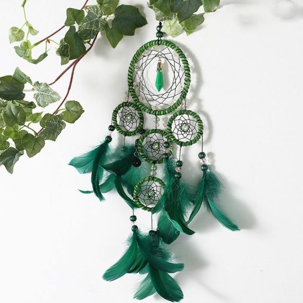 Creative Hand-Woven Crafts Green Dream Catcher Home Car Wall Hanging Decoration - Image 2