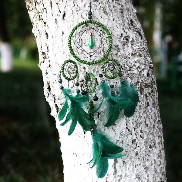 Creative Hand-Woven Crafts Green Dream Catcher Home Car Wall Hanging Decoration - Image 4