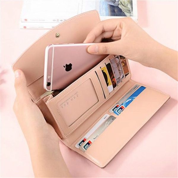 Casual Fashion Bow Buckle Large Capacity Multi-card Wallet Clutch (Black) - Image 4