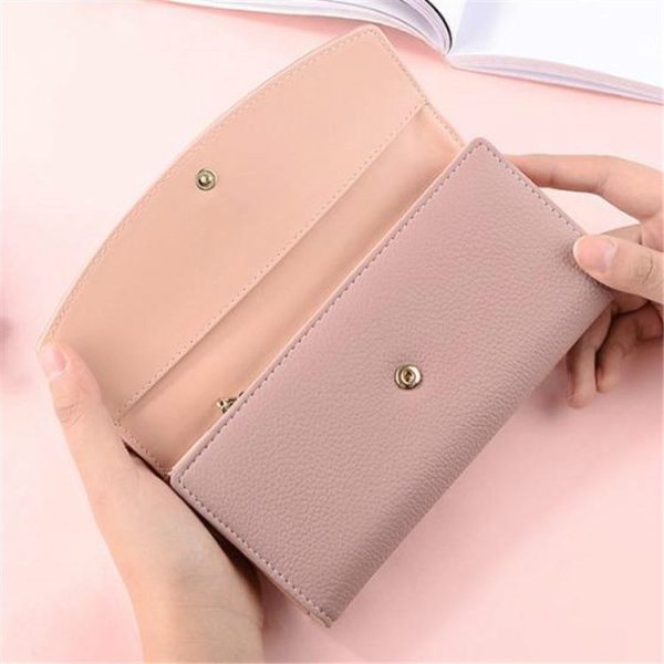 Casual Fashion Bow Buckle Large Capacity Multi-card Wallet Clutch (Black) - Image 5