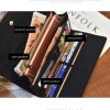 Long Scrub Large Capacity Multi-function Three-fold Layer Women's Wallet Clutch (Black) - Image 3