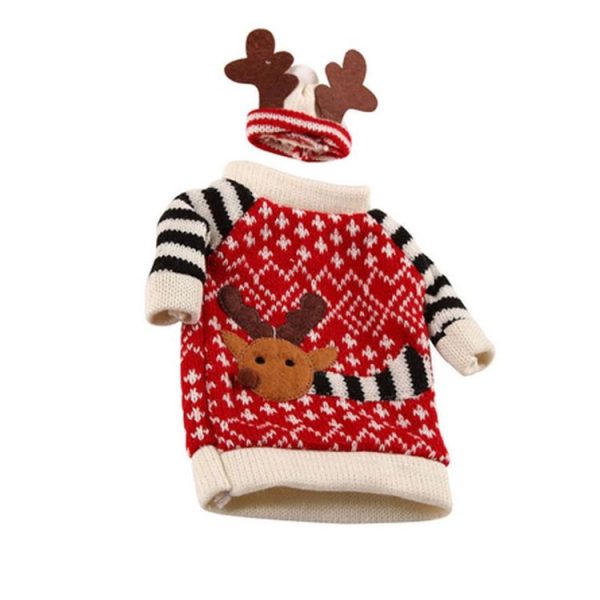 Cute Sweater with Hat Red Wine Bottle Cap Table Decoration - Image 2