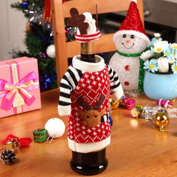 Cute Sweater with Hat Red Wine Bottle Cap Table Decoration - Image 4
