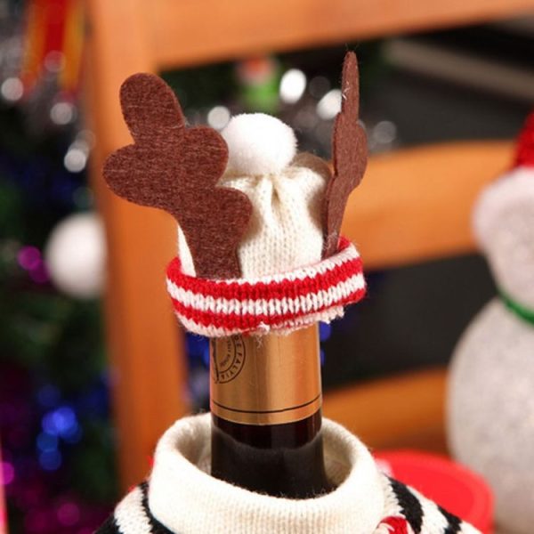 Cute Sweater with Hat Red Wine Bottle Cap Table Decoration - Image 5