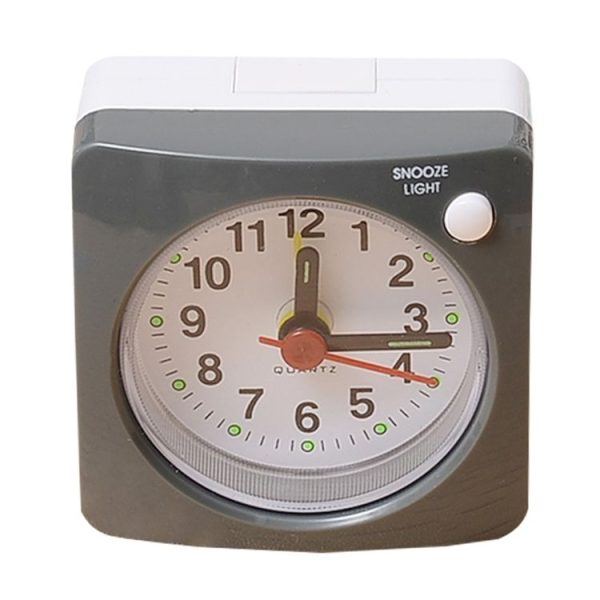 Bedside Mute Alarm Clock With Light & Snooze Function (Gray)
