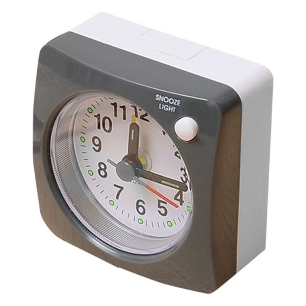 Bedside Mute Alarm Clock With Light & Snooze Function (Gray) - Image 2