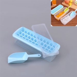 Creative 33 Grid DIY Ice Cube Box Plastic Homemade Ice Cube Mould with Cover & Shovel (Blue)