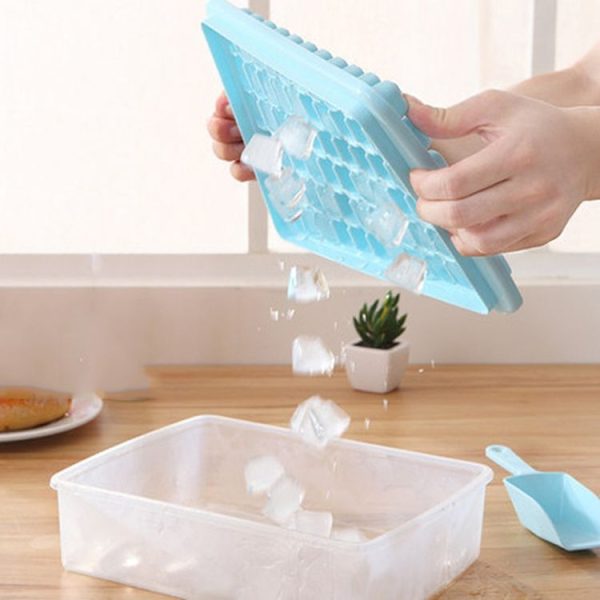 Creative 33 Grid DIY Ice Cube Box Plastic Homemade Ice Cube Mould with Cover & Shovel (Blue) - Image 5
