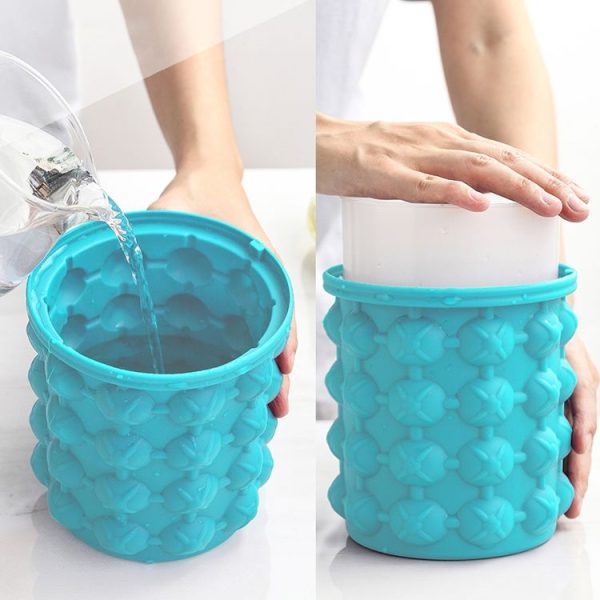 Outdoor Round Ice Bucket Bar with Lid Double Champagne Red Wine Beer Barrel, Size: S (Light Blue) - Image 4