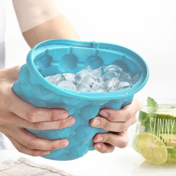 Outdoor Round Ice Bucket Bar with Lid Double Champagne Red Wine Beer Barrel, Size: S (Light Blue) - Image 5