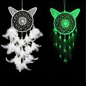 Creative Luminous Hand-woven Crafts Dream Catcher Home Car Wall Hanging Decoration, Specification: White 15 cm