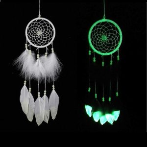 Creative Luminous Hand-woven Crafts Dream Catcher Home Car Wall Hanging Decoration, Specification: White 11 cm