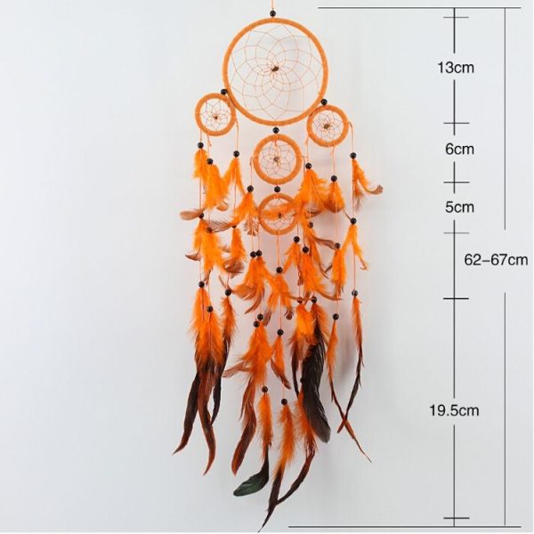 Creative Hand-Woven Crafts Orange Dream Catcher Wall Hanging Jewelry - Image 6