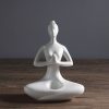 Yoga Zen Garden Statues Ceramic Women Meditate Home Decoration, Style: Palm, Size: S
