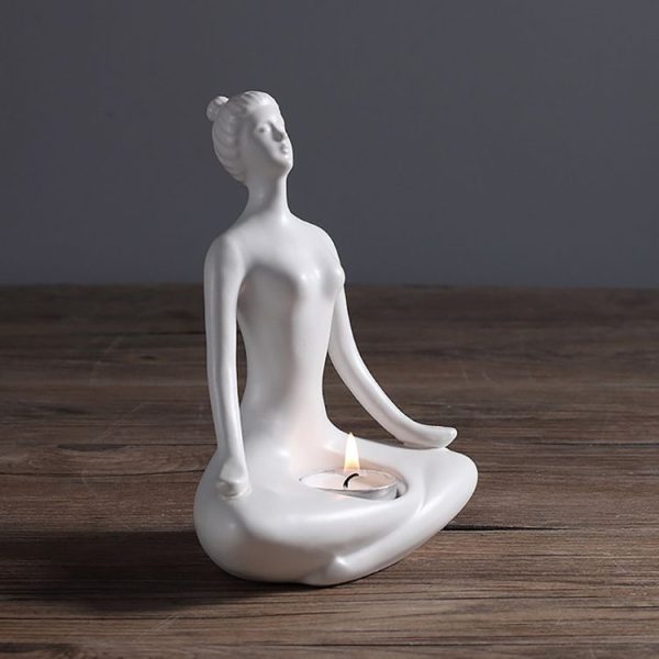 Yoga Zen Garden Statues Ceramic Women Meditate Home Decoration, Style: Flat, Size: S - Image 2