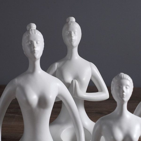 Yoga Zen Garden Statues Ceramic Women Meditate Home Decoration, Style: Flat, Size: S - Image 4