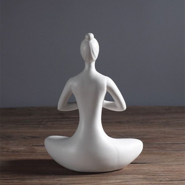 Yoga Zen Garden Statues Ceramic Women Meditate Home Decoration, Style: Flat, Size: S - Image 5