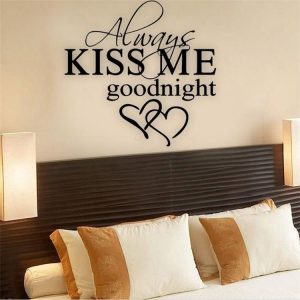 Always Kiss Me Goodnight English Letter Home Decor Wall Sticker Decal Bedroom Vinyl Art Mural