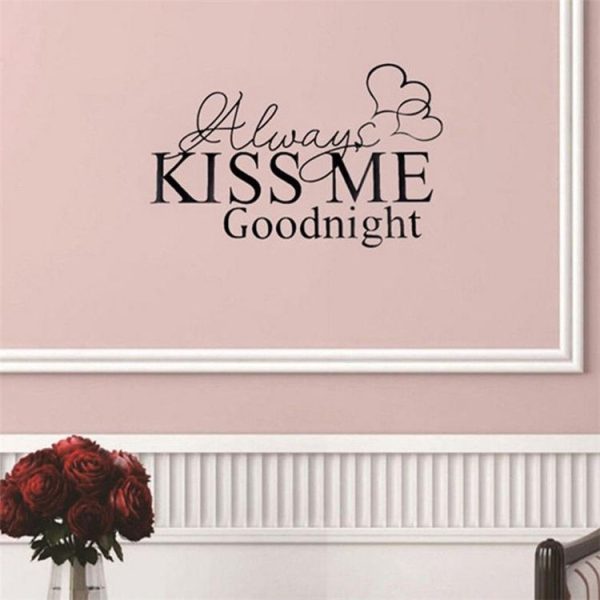 Always Kiss Me Goodnight English Letter Home Decor Wall Sticker Decal Bedroom Vinyl Art Mural - Image 3