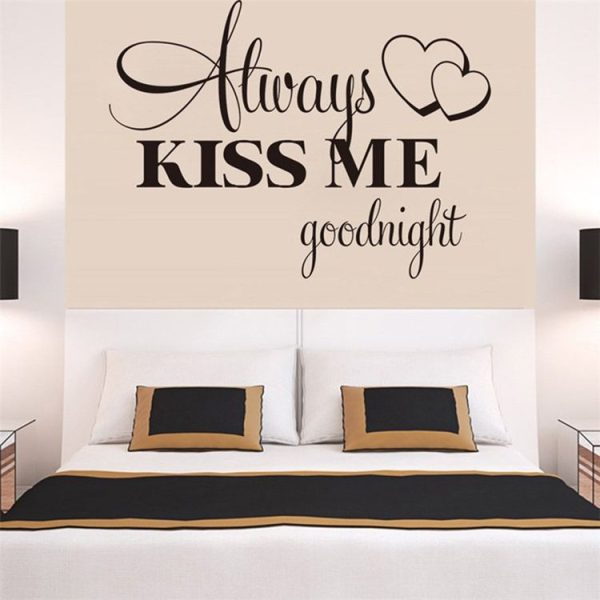 Always Kiss Me Goodnight English Letter Home Decor Wall Sticker Decal Bedroom Vinyl Art Mural - Image 4