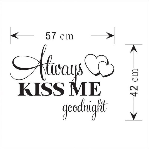 Always Kiss Me Goodnight English Letter Home Decor Wall Sticker Decal Bedroom Vinyl Art Mural - Image 6