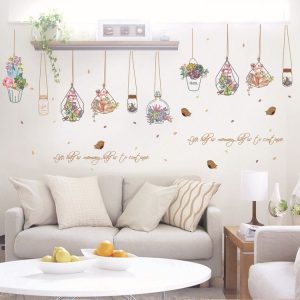Creative Warm Hanging Basket Drifting Bottle Living Room Background Decoration Removable Wall Stickers