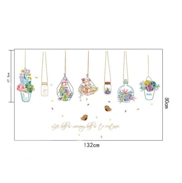 Creative Warm Hanging Basket Drifting Bottle Living Room Background Decoration Removable Wall Stickers - Image 6