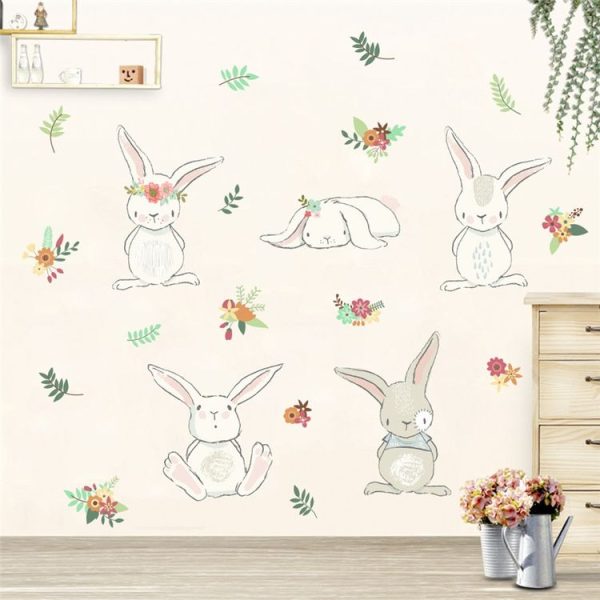 Cute Rabbit Wall Stickers Children Room DIY Wall Decoration Removable Stickers - Image 2