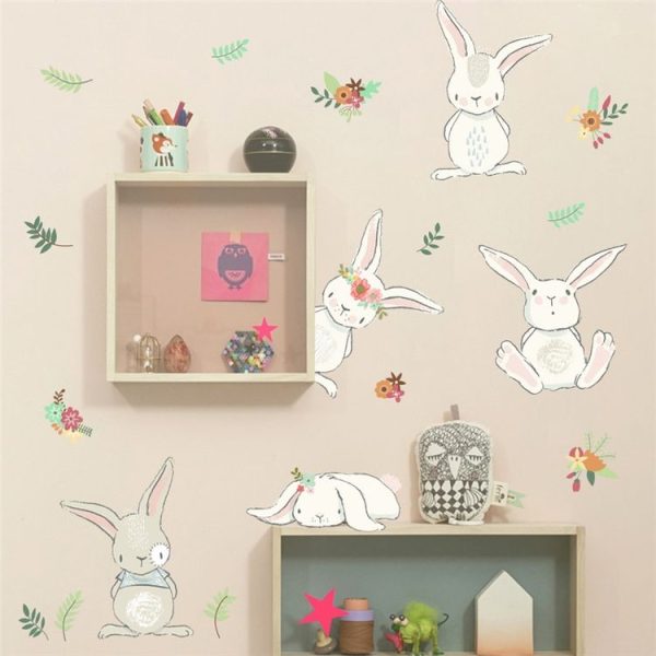 Cute Rabbit Wall Stickers Children Room DIY Wall Decoration Removable Stickers - Image 3