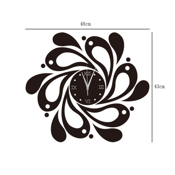Home Crystal Acrylic Quartz Mirror Clock Jewelry Clock Petal Pattern Clock (Silver) - Image 6