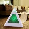 Color Changing Pyramid Digital LCD Alarm Clock Thermometer Temperature Date Display Electronic Table Desktop Clocks