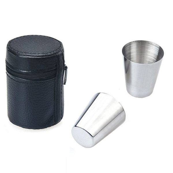 2 Sets Outdoor Mini Stainless Steel Small Wine Glass Hiking Camping Travel Portable Drinking Cup Set with Leather Case, Size: Small, Capacity: 30ml - Image 6