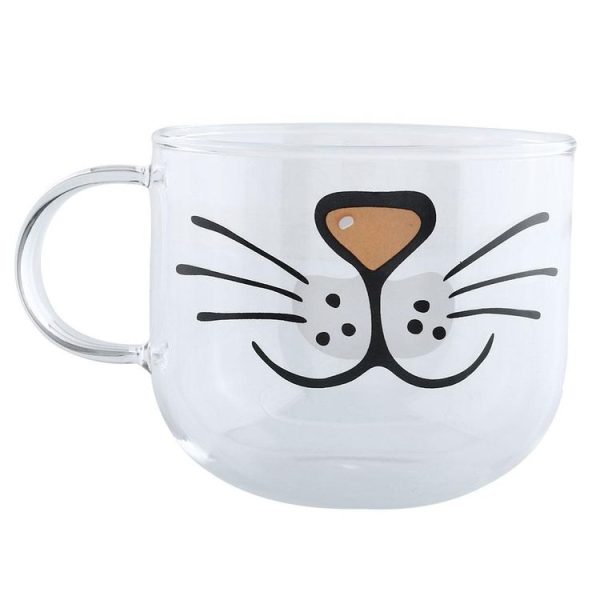 Cute Cat Kitty Transparent Water Cup Cat Face Glass Coffee Tea Milk Mug Gifts - Image 2