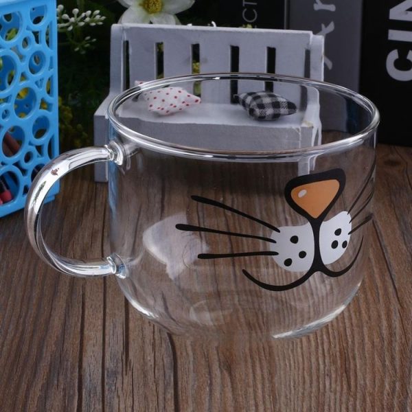 Cute Cat Kitty Transparent Water Cup Cat Face Glass Coffee Tea Milk Mug Gifts - Image 4