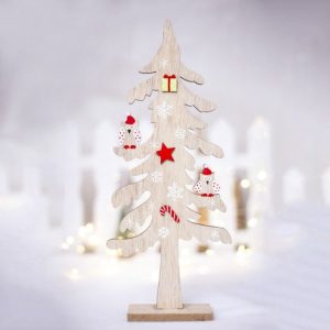 2 PCS Christmas Decorations Creative Painted Wooden Christmas Tree Ornaments, Size: 40x17cm