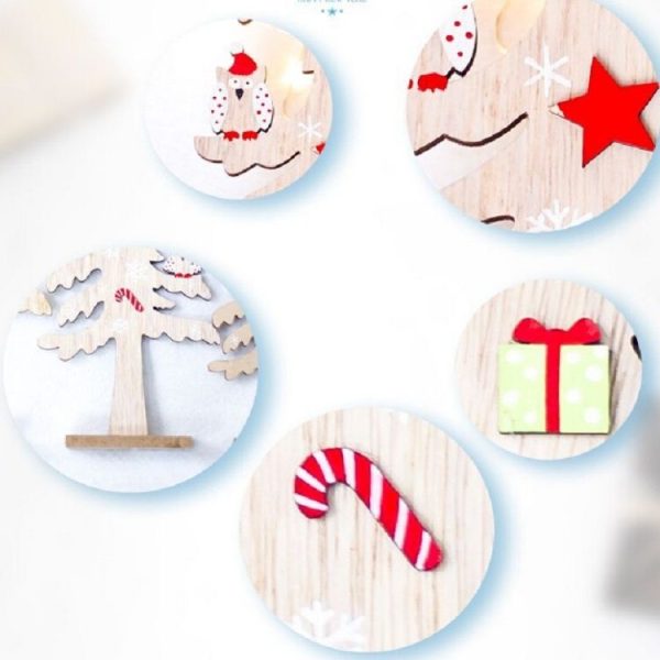 2 PCS Christmas Decorations Creative Painted Wooden Christmas Tree Ornaments, Size: 40x17cm - Image 3