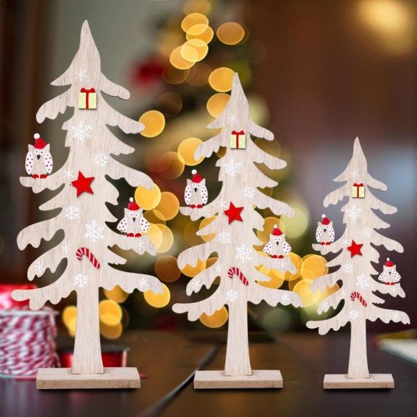 2 PCS Christmas Decorations Creative Painted Wooden Christmas Tree Ornaments, Size: 40x17cm - Image 4