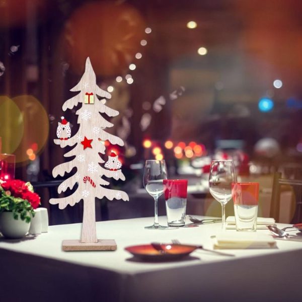 2 PCS Christmas Decorations Creative Painted Wooden Christmas Tree Ornaments, Size: 40x17cm - Image 5
